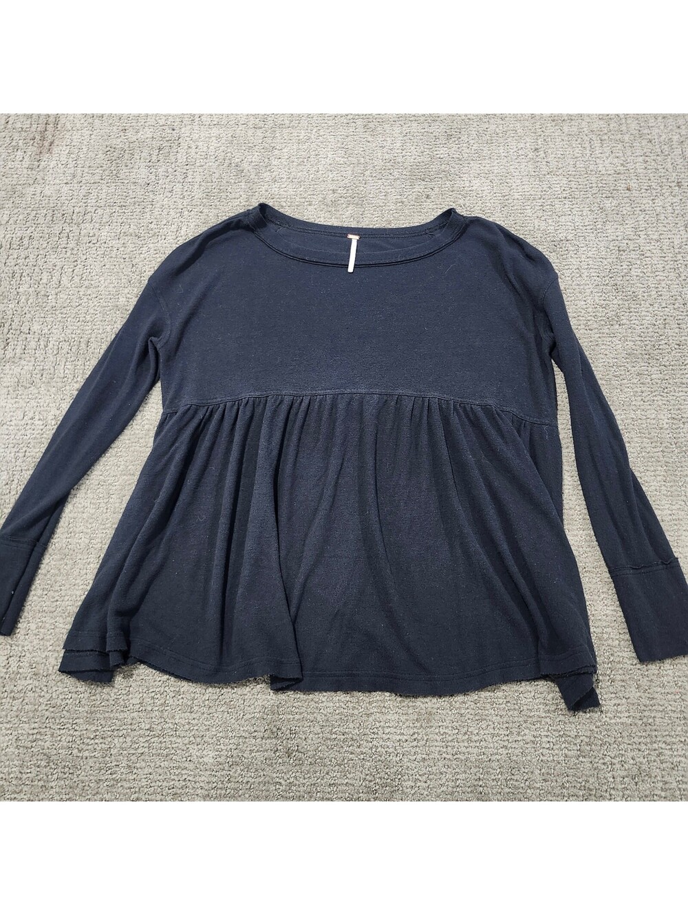 Free People Black Long Sleeve Peplum Top Size Small